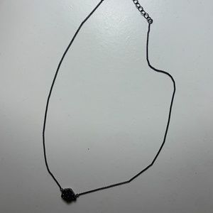 Kendra Scott Tess Gunmetal Pendant Necklace In Black Drusy